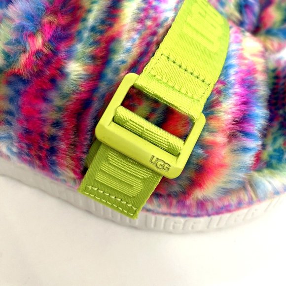 NWOB UGG Fluffita Pixelate Slide Sandals | Size 9 Multicolor Faux Shearling - Picture 6 of 9